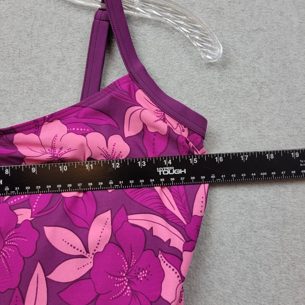 L.L. Bean Purple and Pink Floral One-Piece Swimsuit - Picture 6 of 10